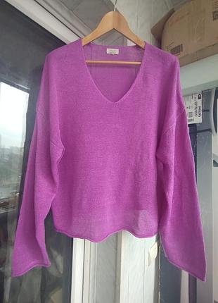 Льняной вязаный джемпер от крутого бренда