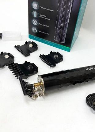 Машинка для стрижки с мощным аккумулятором vgr, электрическая машинка с насадкой для бороды hq-56