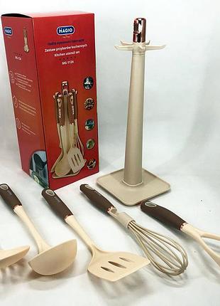 Силиконовые кухонные принадлежности, силиконовый кухонный набор поварешек, кухонные предметы силикон wu-29