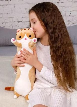 Игрушка антистресс котик 50 см, подушка антистресс кошка, мягкая игрушка длинный кот подушка ny-19