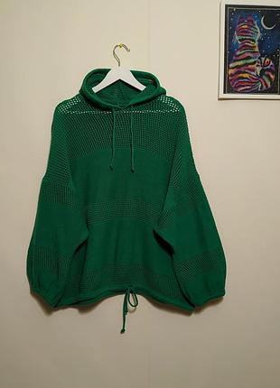 Свитер с капюшоном, вязаный оверсайз худи большого размера от next, батал.