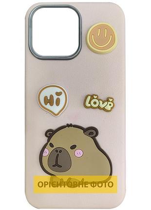 Чехол tpu leather toys для apple iphone 17 pro max (6.9") capybara / pink