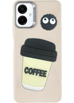 Чехол tpu leather toys для samsung galaxy a07 coffee / sand