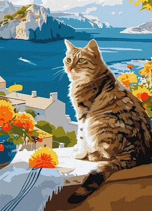 Картина по номерам "мечтательный котик" kho6608 30х40 см