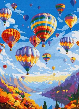 Картина по номерам пейзаж. воздушные шары в небе 40*50 см идейка kho 6332