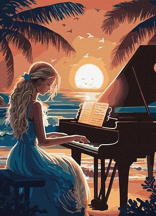 Картина по номерам гармония звуков – девушка за пианино 40*50 см идейка kho 8314