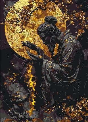 Картина по номерам тишина великого мастера с красками металлик 40*80 см оригами lw 5126