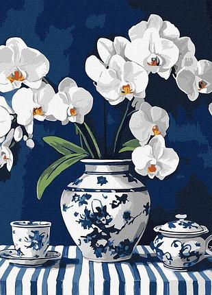 Картина по номерам цветы. орхидея в вазе 40*40 см идейка kho 3312