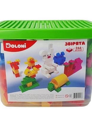 Конструктор "зверушки" 013888/05 в пластиковом боксе, 266 деталей