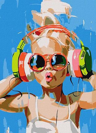Картина по номерам для детей. девушка в наушниках 50*50 см идейка kho 8545