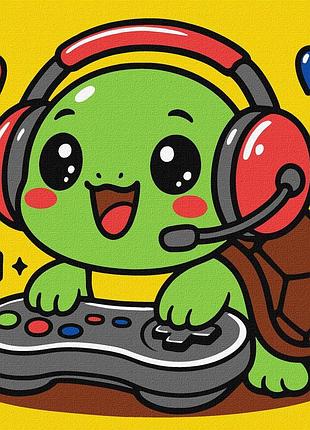 Картина по номерам для детей. черепаха геймер 25*25 см идейка kho 1287