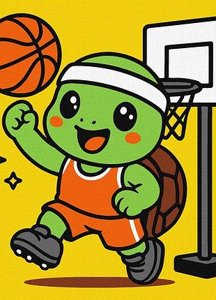 Картина по номерам для детей. черепаха и баскетбол 25*25 см идейка kho 1285