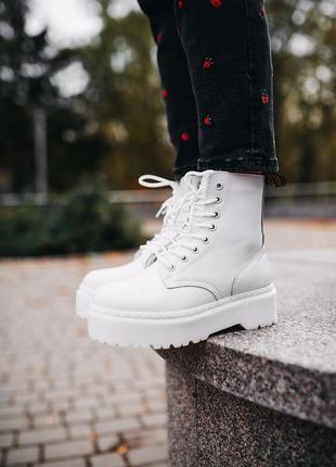 Женские ботинки dr.martens jadon mono white | зима.3 фото