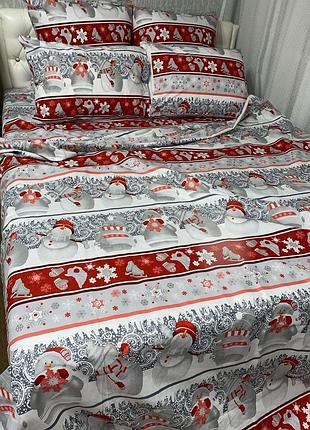 Постільна білизна бязь сніговички двоспальний євро