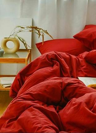 Постельное белье поплин красный