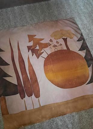 Цікава шовкова хустка, ручний розпис, підписна