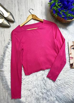 Лонгслів в рубчик кофта / топ стан відмінний/ фуксія