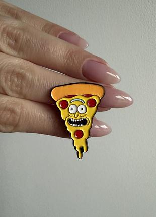 Пін значок металевий брошка «rick pizza» / «рік у вигляді піци (rick and morty)»
