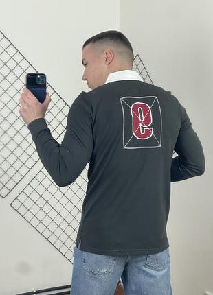 Темно зелена оливкова регбійка rydale з нашивками, кофта, хакі, поло довгий рукав