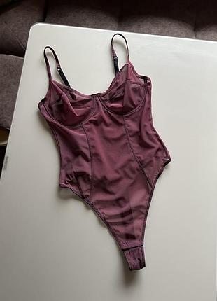 Бордове напівпрозоре боді в сіточку 75-80с