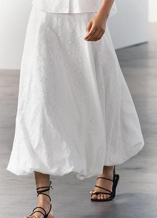 Zara прошва белая объемная юбка