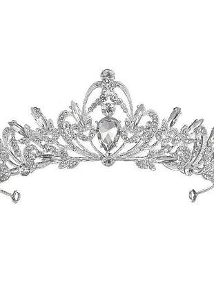 Корона дитяча срібляста з камінням