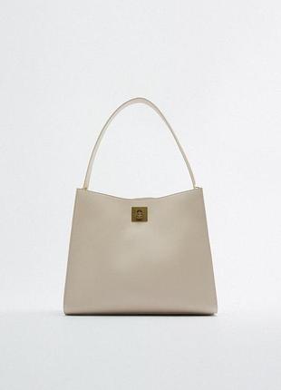 Сумка zara світла, золотиста фурнітура