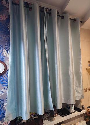 Шторы на люверсах светло голубой металлик