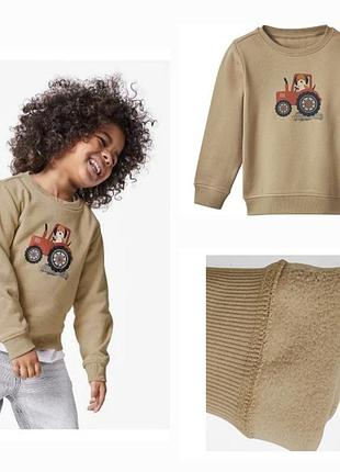 Утепленный детский свитшот 110-116 на 4-6роков lupilu для мальчика с трактором