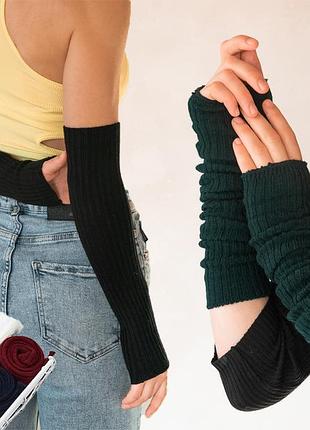 Митенки черные длинные 6