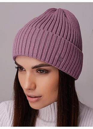 Женская модная лиловая вязаная шапка