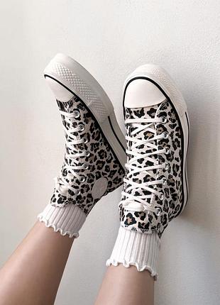 Кеди високі конверси у леопардовий принт