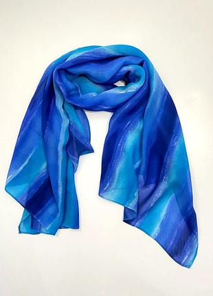 Шифоновый синий голубой шарф палантин