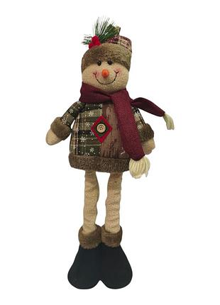 Новорічна фігурка під ялинку сніговик на телескопічних ніжках 50 см