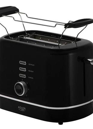 Тостер adler ad 3224 black, 7 рівнів обсмажування, решітка для булочок, 850 вт