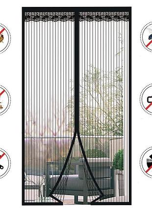 Дверная антимоскитная штора на магните (210х104см) magic mesh черный