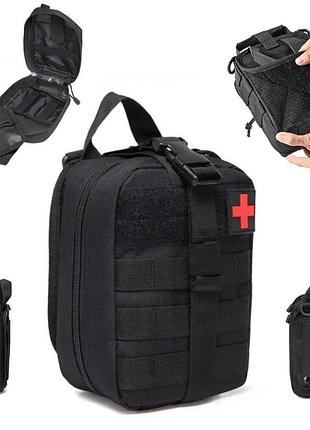 Тактическая аптечка 20х15х8 см, черная, на системе molle a87