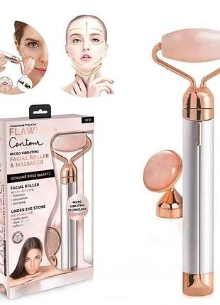 Ролик-массажер для лица от батареек, 2 насадки, flawless facial roller