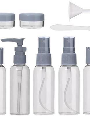 Набор дорожных емкостей 9в1 + косметичка travel bottle set