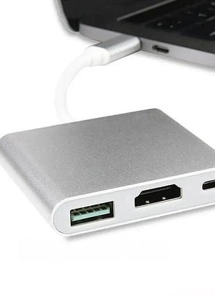 Перехідник buro usb type-c - hdmi 4k, сірий