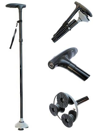 Телескопічна складна тростина з ліхтариком 83-95 см, trusty cane