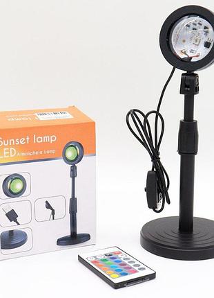Проекционная лампа с эффектом заката с пультом, от usb, sunset lamp a8