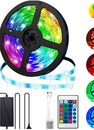 Светодиодная led лента 5м 5050 rgb, 12v + пульт + блок питания