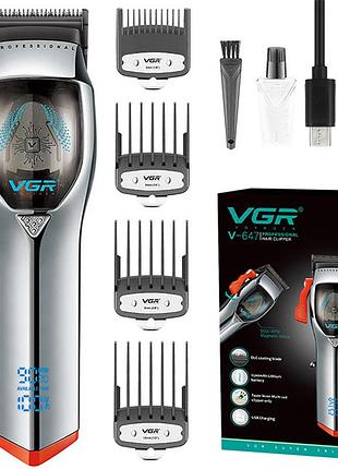 Машинка для стрижки волосся + 4 насадки, від usb, vgr v-647