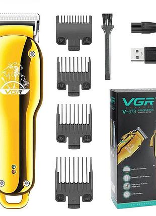 Акумуляторна машинка для стрижки волосся + 4 насадки, vgr v-678