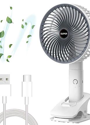 Акумуляторний міні вентилятор на прищіпці, з usb