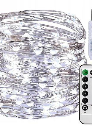 Гирлянда нить роса от usb, 50м, 500led + пульт, холодный белый
