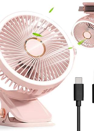 Настольный вентилятор на прищепке + подсветка, 5 режимов, с usb, f2