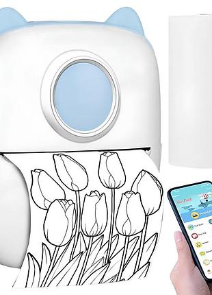 Портативний принтер для телефону bluetooth + 1 рулон паперу, з usb