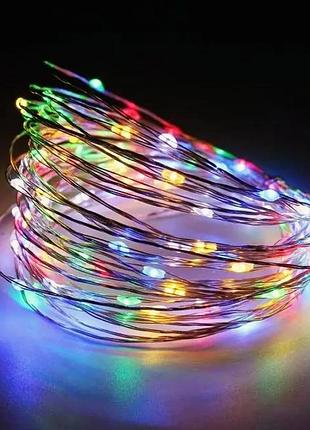 Гірлянда роса на батарейках та від usb, 3м, 30led, xmas, теплий білий